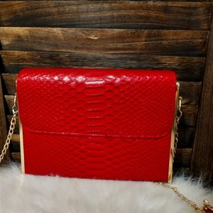 Faux Croc Crossbody Evening Bag